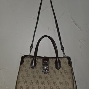 Dooney & Bourke Tan and Brown Monogram Shoulder Bag